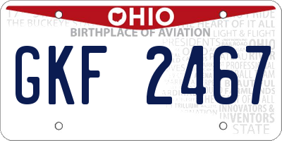 OH license plate GKF2467