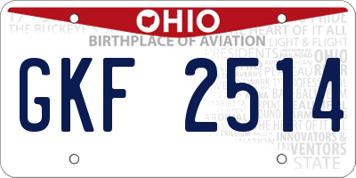 OH license plate GKF2514