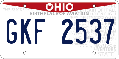 OH license plate GKF2537