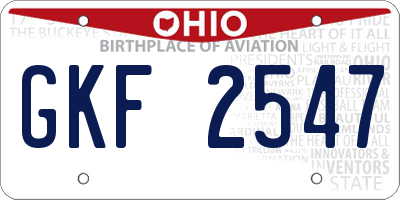 OH license plate GKF2547