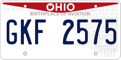OH license plate GKF2575