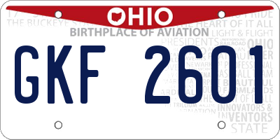 OH license plate GKF2601