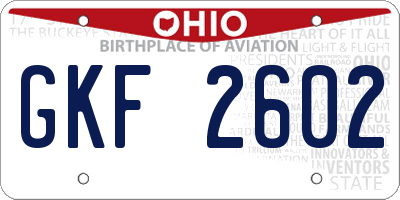 OH license plate GKF2602