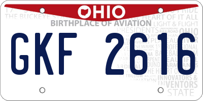 OH license plate GKF2616