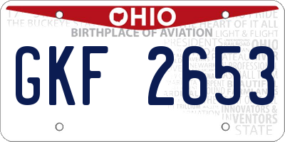 OH license plate GKF2653