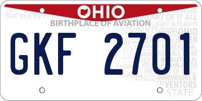 OH license plate GKF2701
