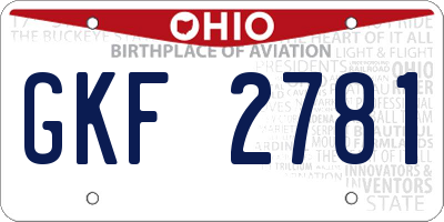 OH license plate GKF2781
