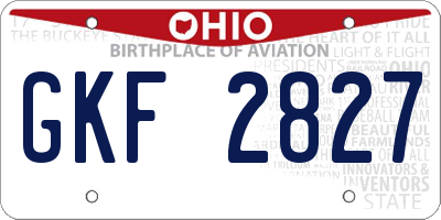OH license plate GKF2827