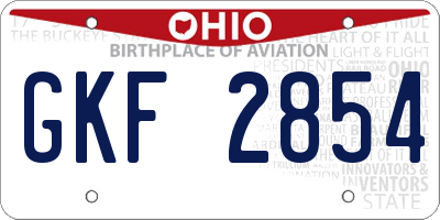 OH license plate GKF2854