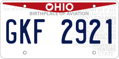 OH license plate GKF2921