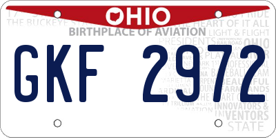 OH license plate GKF2972