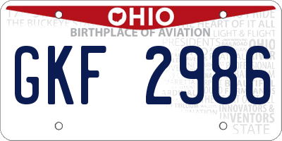 OH license plate GKF2986