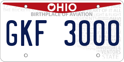 OH license plate GKF3000