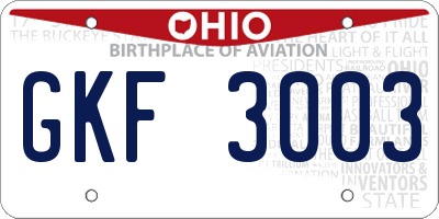 OH license plate GKF3003
