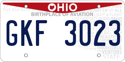 OH license plate GKF3023