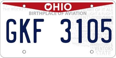 OH license plate GKF3105