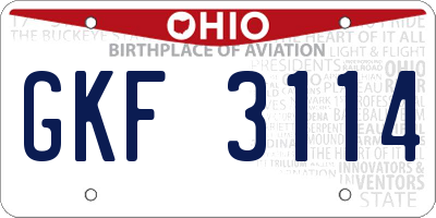 OH license plate GKF3114