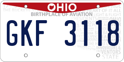 OH license plate GKF3118
