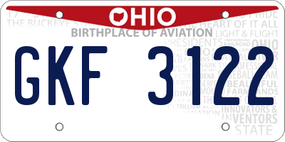 OH license plate GKF3122