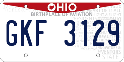 OH license plate GKF3129