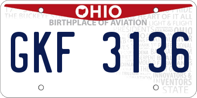 OH license plate GKF3136