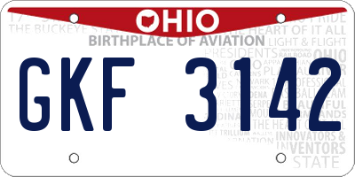 OH license plate GKF3142