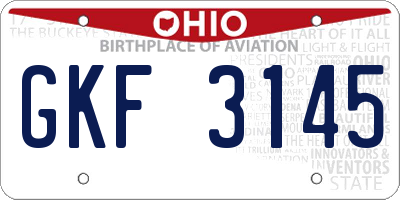 OH license plate GKF3145