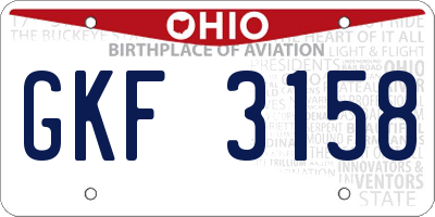 OH license plate GKF3158