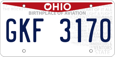 OH license plate GKF3170
