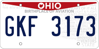 OH license plate GKF3173