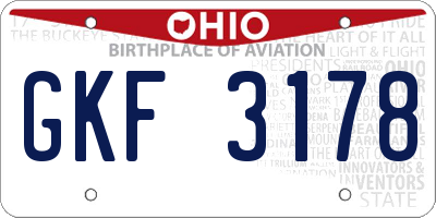 OH license plate GKF3178