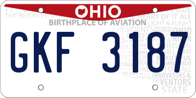 OH license plate GKF3187