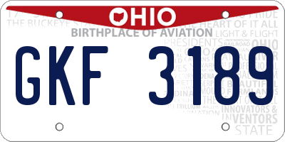 OH license plate GKF3189