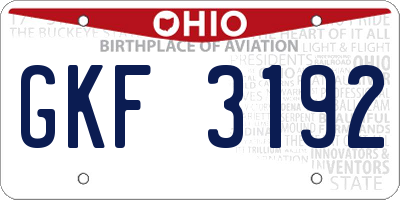 OH license plate GKF3192
