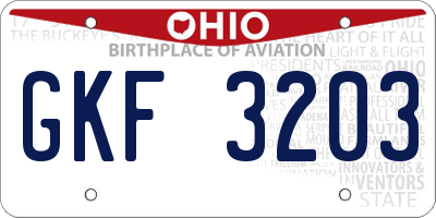 OH license plate GKF3203