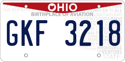 OH license plate GKF3218