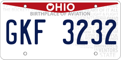 OH license plate GKF3232