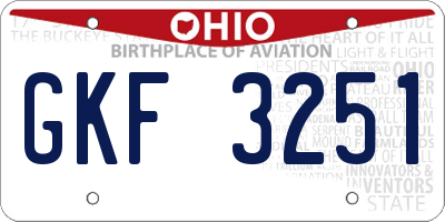 OH license plate GKF3251