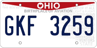OH license plate GKF3259