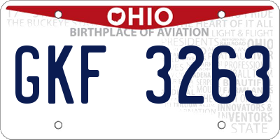 OH license plate GKF3263