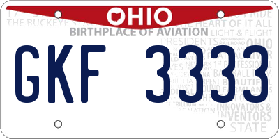 OH license plate GKF3333
