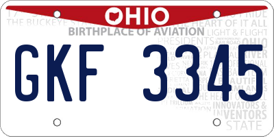 OH license plate GKF3345