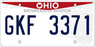 OH license plate GKF3371