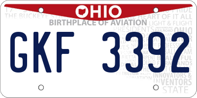 OH license plate GKF3392