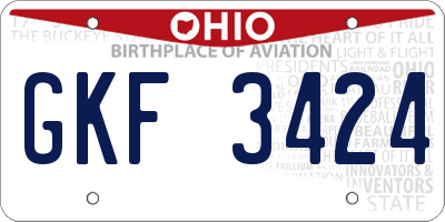OH license plate GKF3424