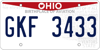 OH license plate GKF3433