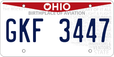 OH license plate GKF3447