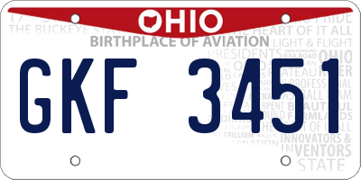 OH license plate GKF3451