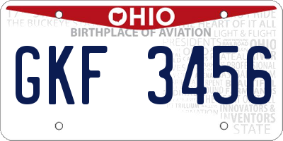 OH license plate GKF3456