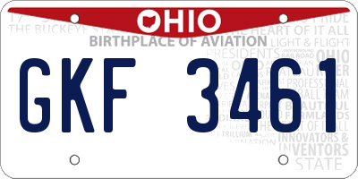 OH license plate GKF3461